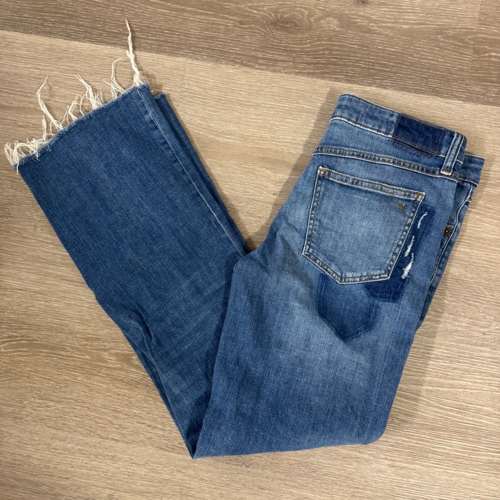 Pilcro‎ Jeans Women 27 Blue Distressed Raw Hem Flare Denim Pants